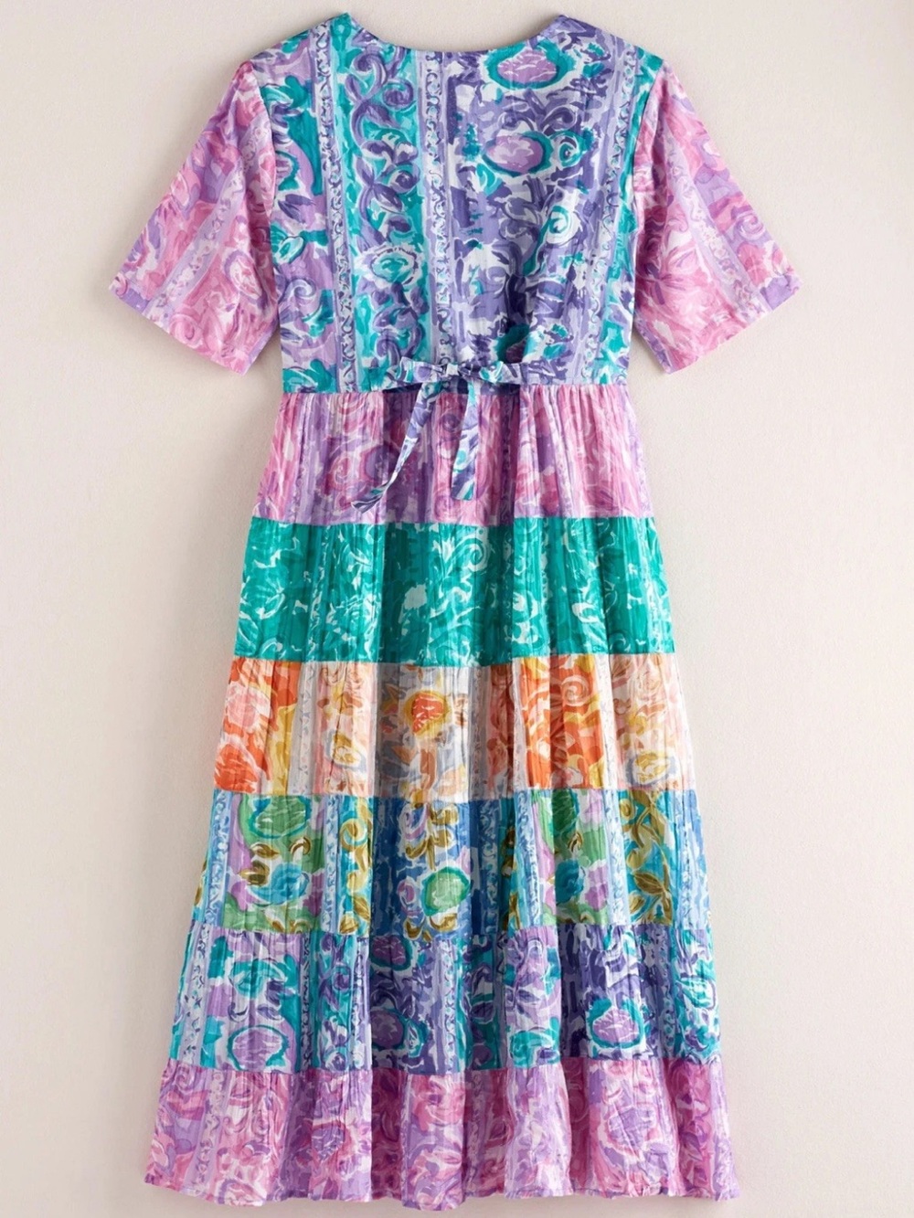 La Cera Floral Tiered Dress Womens 1X Multicolor Boho Cottagecore NWT Midi - Picture 3 of 7